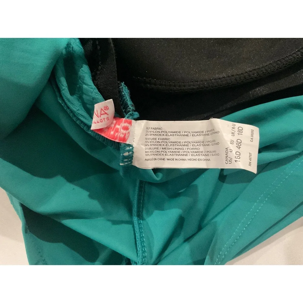 Christina Swimwear Deep Sea Teal Textured Bust‎ Enhancer Tankini Top 16D NEW